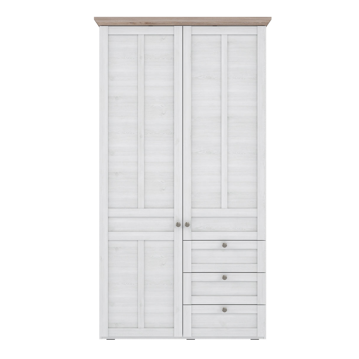 Iloppa 2 Door Wardrobe in Snowy Oak/Oak Nelson
