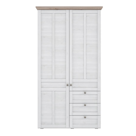 Iloppa 2 Door Wardrobe in Snowy Oak/Oak Nelson