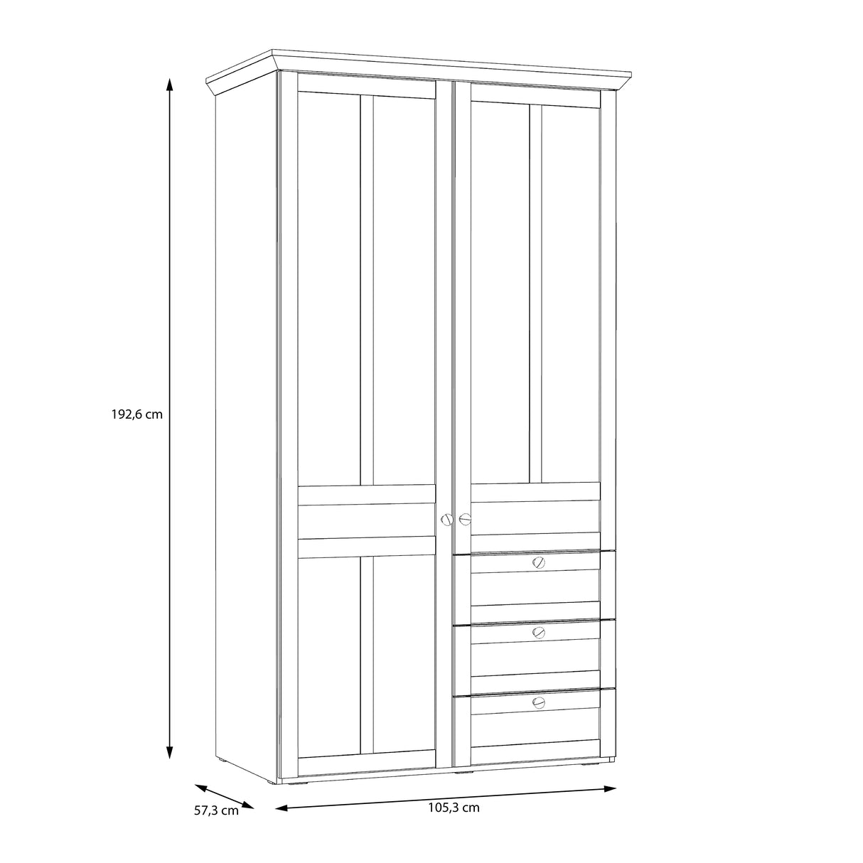 Iloppa 2 Door Wardrobe in Snowy Oak/Oak Nelson