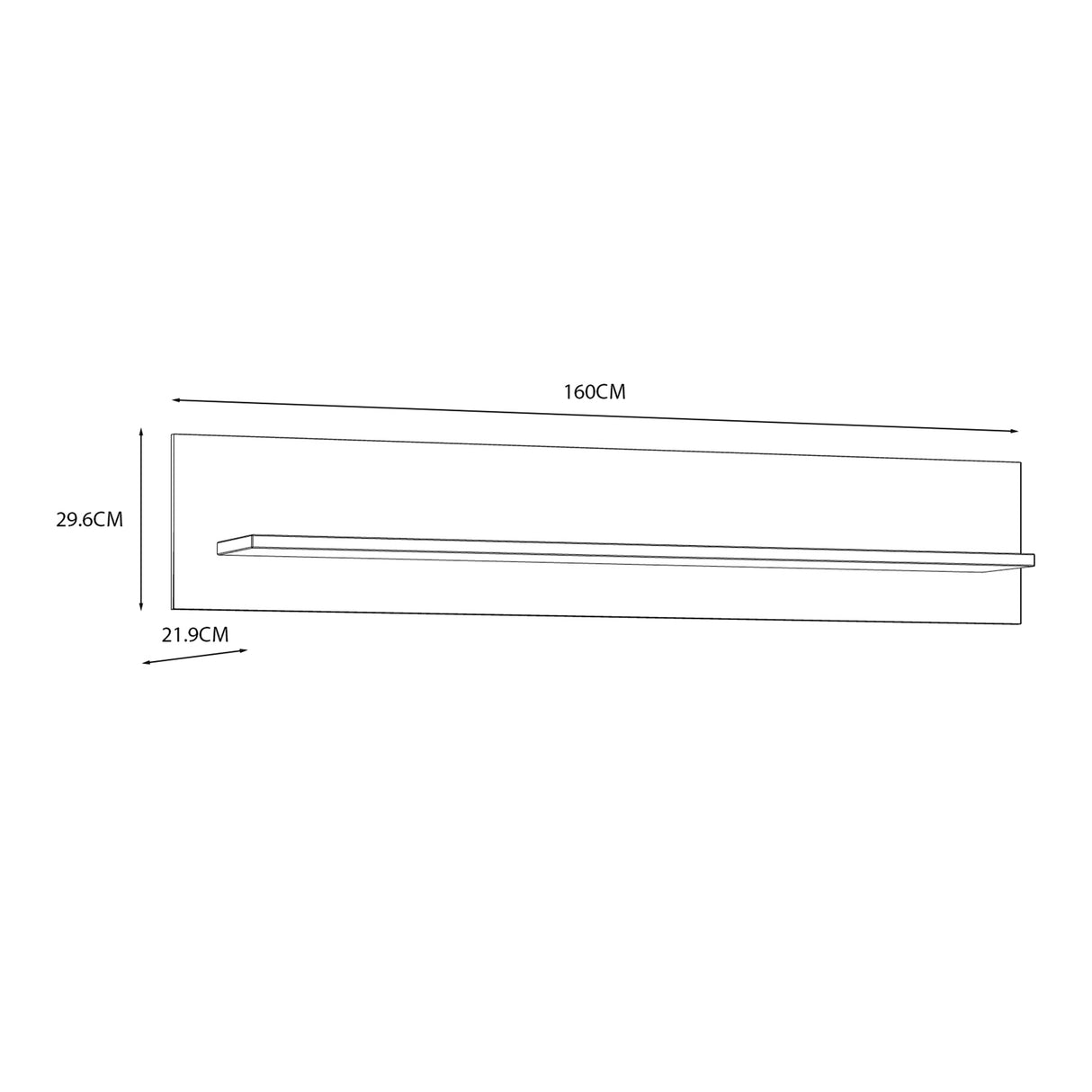 Bohol Wall Shelf 160cm in Navy and Oak