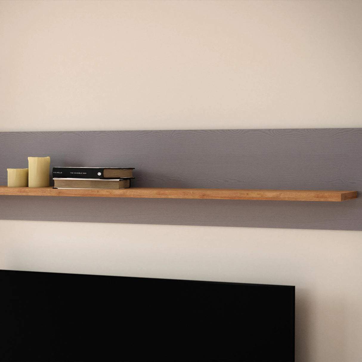 Bohol Wall Shelf 160cm in Grey and Oak