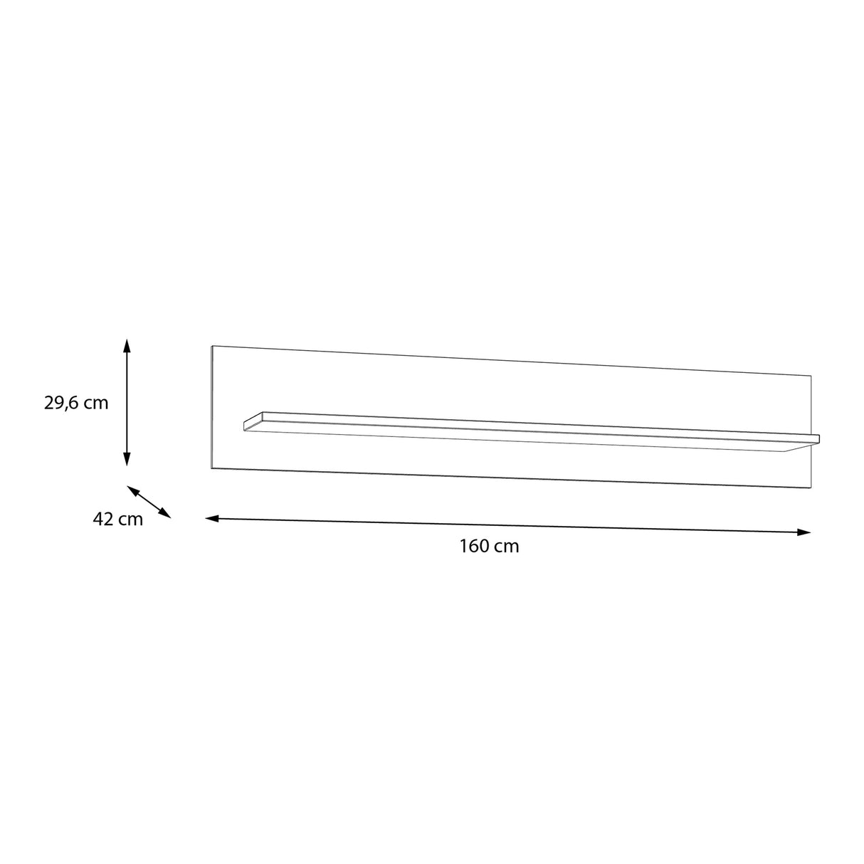 Bohol Wall Shelf 160cm in Grey and Oak