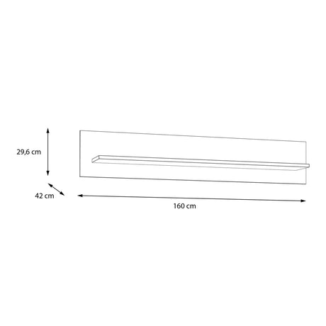 Bohol Wall Shelf 160cm in Grey and Oak