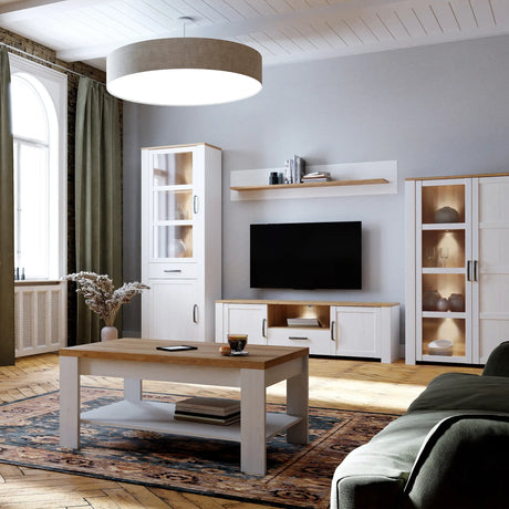 Bohol Wall Shelf 160cm in White and Oak