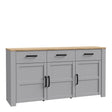 Bohol 3 Door 3 Drawer Sideboard in Grey/Riviera Oak