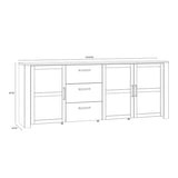 Bohol Large Sideboard 3 Door 3 Drawer in Navy/Riviera Oak