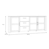 Bohol Large Sideboard 3 Drawer 3 Door in Grey and Oak