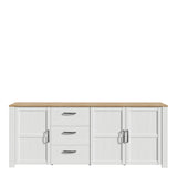 Bohol Large Sideboard 3 Drawer 3 Door in White and Oak