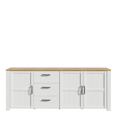 Bohol Large Sideboard 3 Drawer 3 Door in White and Oak