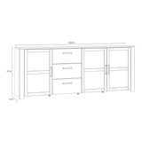 Bohol Large Sideboard 3 Drawer 3 Door in White and Oak