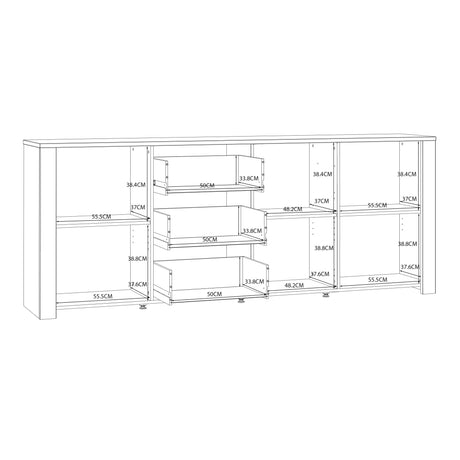 Bohol Large Sideboard 3 Drawer 3 Door in White and Oak