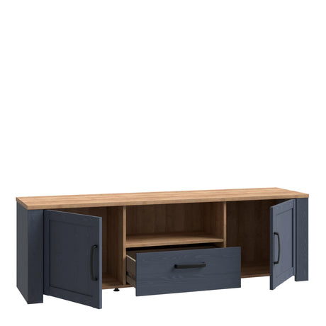 Bohol TV Unit 2 Door 1 Drawer in Navy and Oak