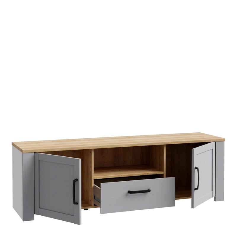 Bohol 2 Door 1 Drawer TV Unit in Grey/Riviera Oak