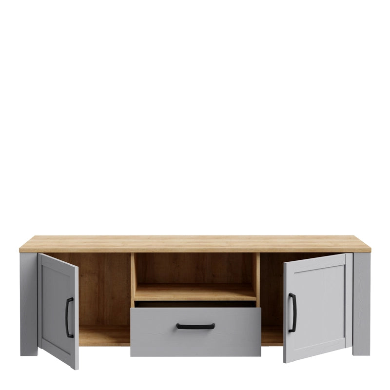 Bohol 2 Door 1 Drawer TV Unit in Grey/Riviera Oak