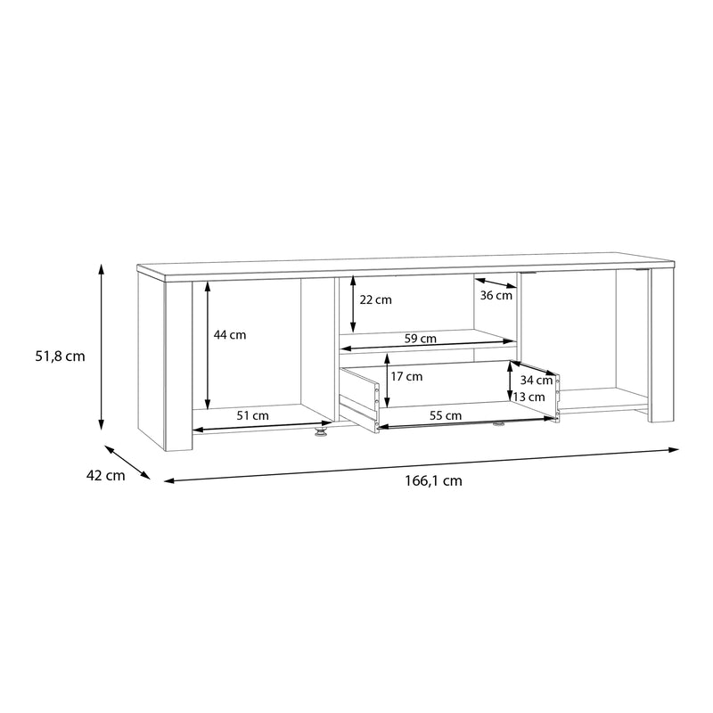 Bohol 2 Door 1 Drawer TV Unit in Grey/Riviera Oak
