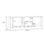 Bohol 2 Door 1 Drawer TV Unit in Grey/Riviera Oak