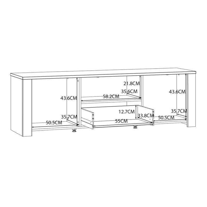 Bohol 2 Door 1 Drawer TV Unit in White/Riviera Oak