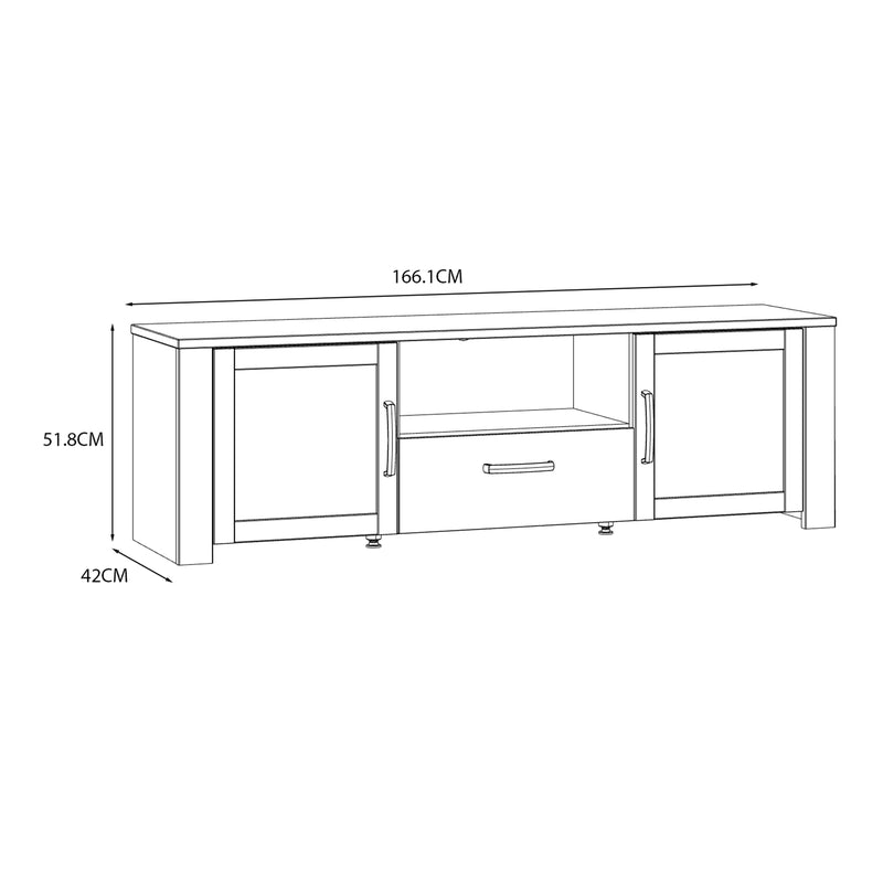Bohol 2 Door 1 Drawer TV Unit in White/Riviera Oak