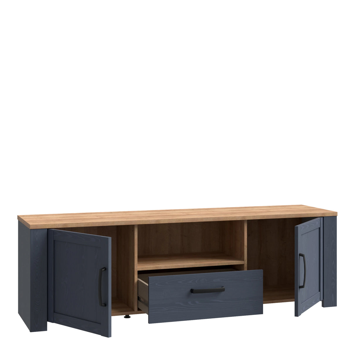 Bohol TV Unit with LED Light in Navy Riviera Oak
