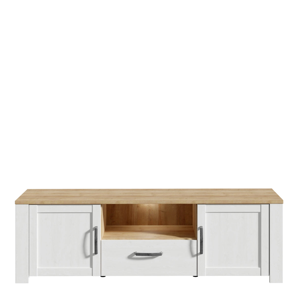 Bohol TV Unit with LED Light in White Riviera Oak