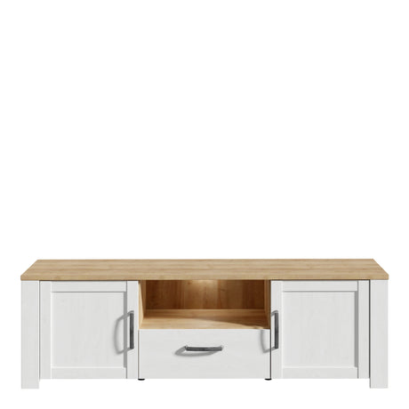 Bohol TV Unit with LED Light in White Riviera Oak