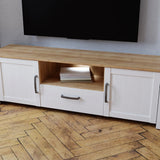 Bohol TV Unit with LED Light in White Riviera Oak