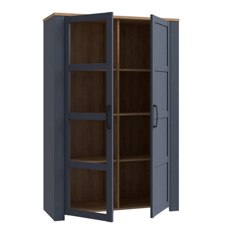 Bohol Display Cabinet 2 Door in Navy and Oak