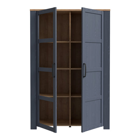Bohol Display Cabinet 2 Door in Navy and Oak