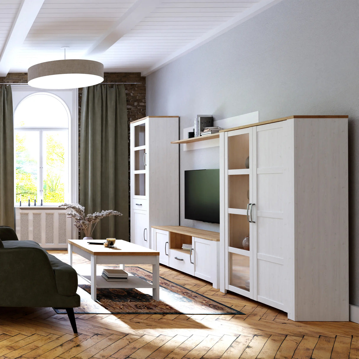 Bohol Display Cabinet 2 Door in White and Oak