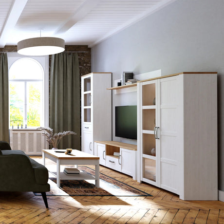 Bohol Display Cabinet 2 Door in White and Oak