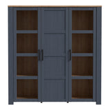 Bohol Large Display Cabinet 3 Door in Navy and Oak