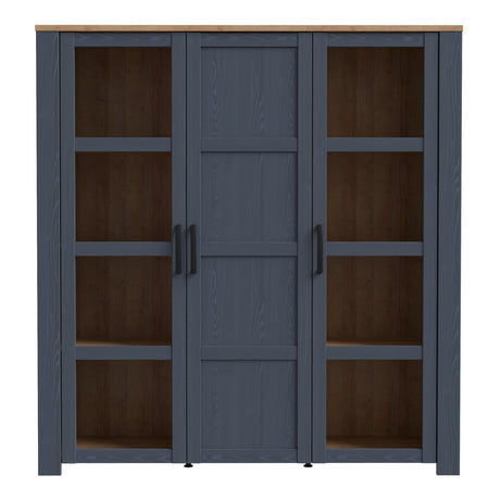 Bohol Large Display Cabinet 3 Door in Navy and Oak