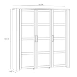 Bohol Large Display Cabinet 3 Door in Navy and Oak