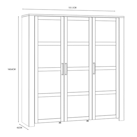 Bohol Large Display Cabinet 3 Door in Navy and Oak