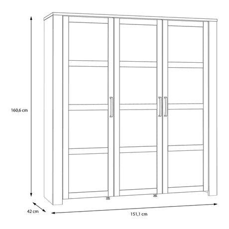 Bohol 3 Door Large Display Cabinet in Grey/Riviera Oak
