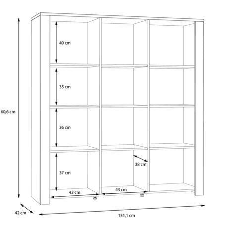 Bohol 3 Door Large Display Cabinet in Grey/Riviera Oak