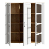Bohol 3 Door Large Display Cabinet in White/Riviera Oak