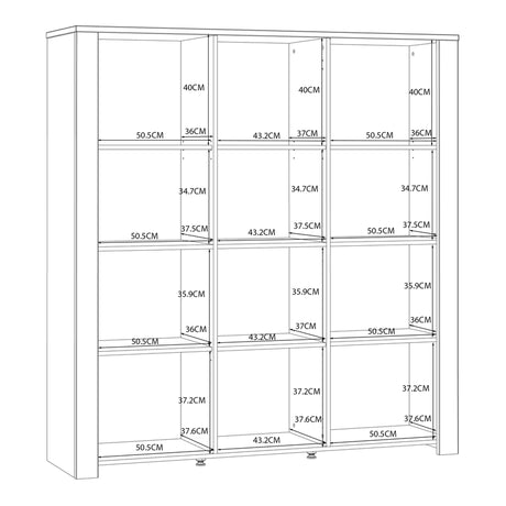 Bohol 3 Door Large Display Cabinet in White/Riviera Oak