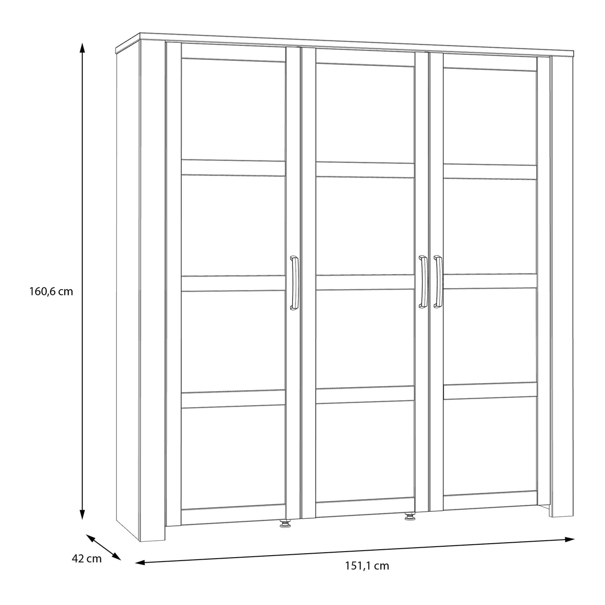 Bohol Large Display Cabinet with LED Lights in Grey Riviera Oak