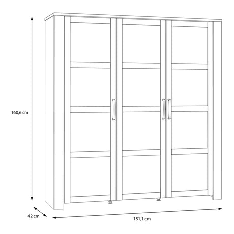 Bohol Large Display Cabinet with LED Lights in Grey Riviera Oak