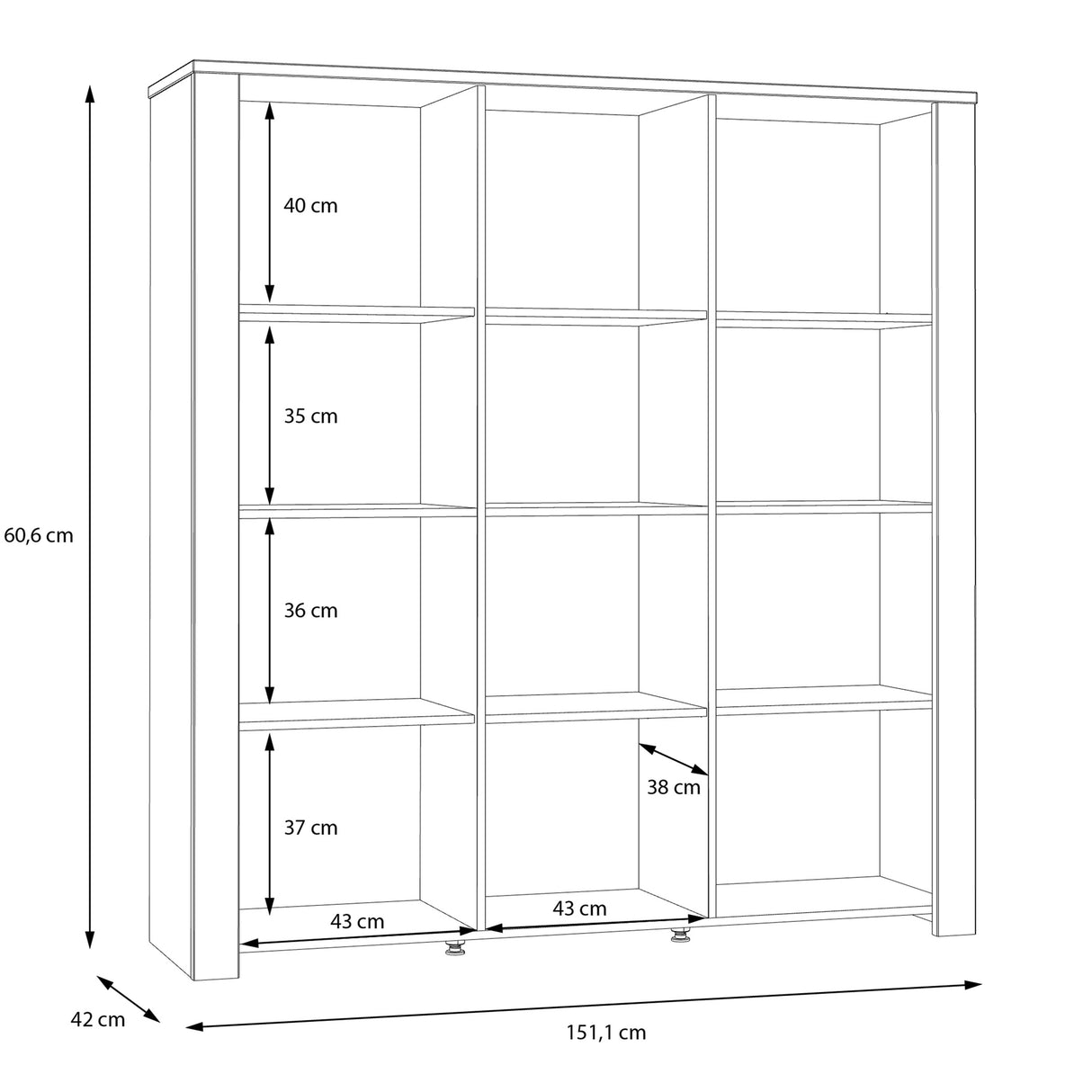 Bohol Large Display Cabinet with LED Lights in Grey Riviera Oak