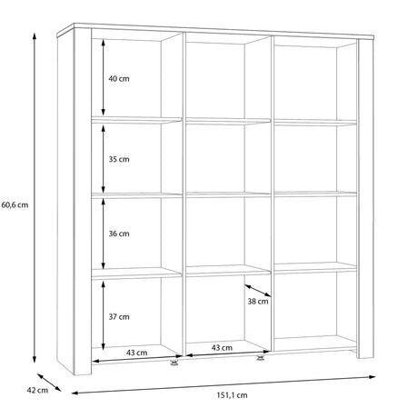 Bohol Large Display Cabinet with LED Lights in Grey Riviera Oak