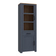 Bohol 2 Door 1 Drawer Narrow Display Cabinet in Navy/Riviera Oak