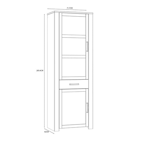 Bohol 2 Door 1 Drawer Narrow Display Cabinet in Navy/Riviera Oak