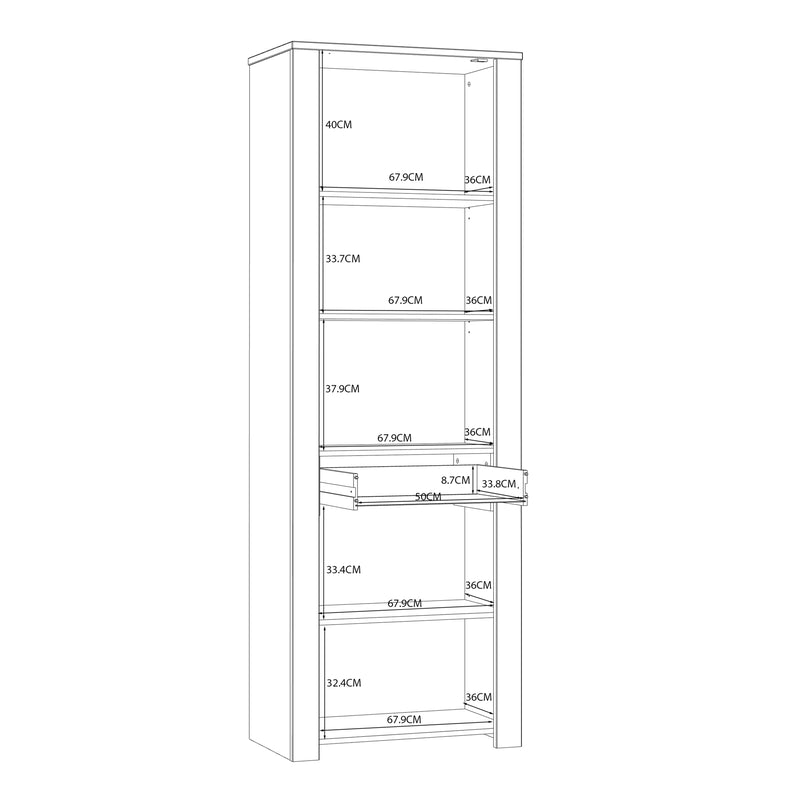 Bohol 2 Door 1 Drawer Narrow Display Cabinet in Navy/Riviera Oak