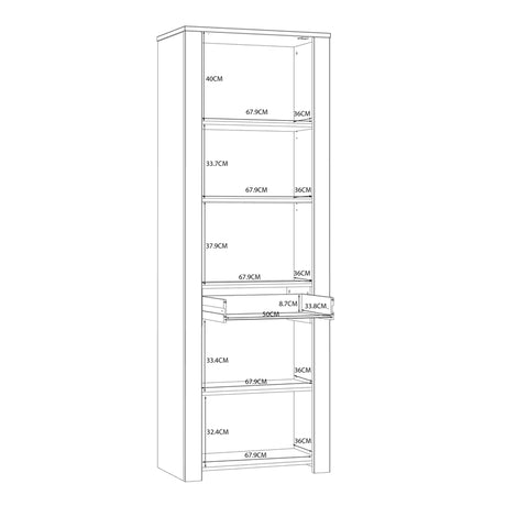 Bohol 2 Door 1 Drawer Narrow Display Cabinet in Navy/Riviera Oak