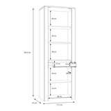 Bohol Narrow Display Cabinet 2 Door 1 Drawer in Grey and Oak