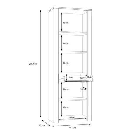 Bohol Narrow Display Cabinet 2 Door 1 Drawer in Grey and Oak