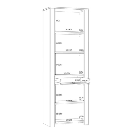 Bohol Narrow Display Cabinet 2 Door 1 Drawer in White and Oak
