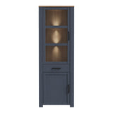 Bohol Narrow Display Cabinet Inkl. 2 x Lighting in Riviera Oak/Navy